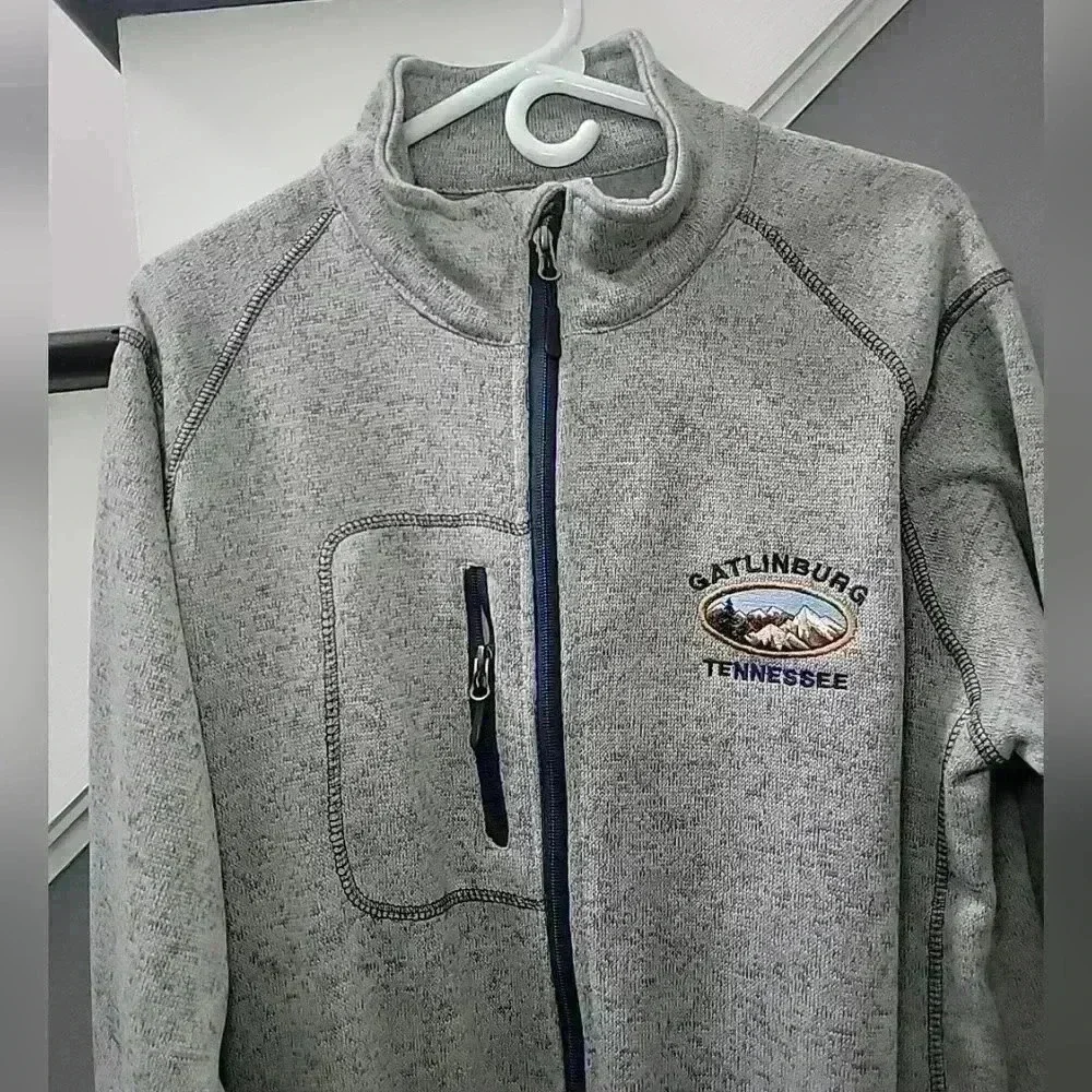 Crazy Apparel Jacket Mens XL Gray Long Sleeve Full Zip Pockets Gatlinburg TN